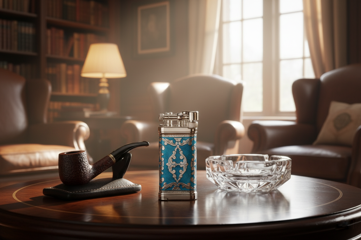 Sillem´s Pfeifenfeuerzeug Old Boy LEA 1 Face Sterling Silber - Emaille Azur Sillem´s Pfeifenfeuerzeug Old Boy LEA 1 Face Sterling Silber - Emaille Azur