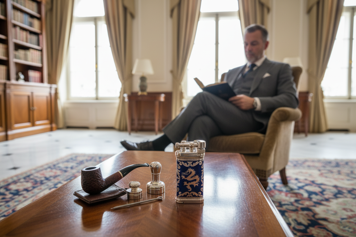 Sillem´s Pfeifenfeuerzeug Old Boy LEA Dragon 1 Face Sterling Silber - Emaille Royal Blue Sillem´s Pfeifenfeuerzeug Old Boy LEA Dragon 1 Face Sterling Silber - Emaille Royal Blue