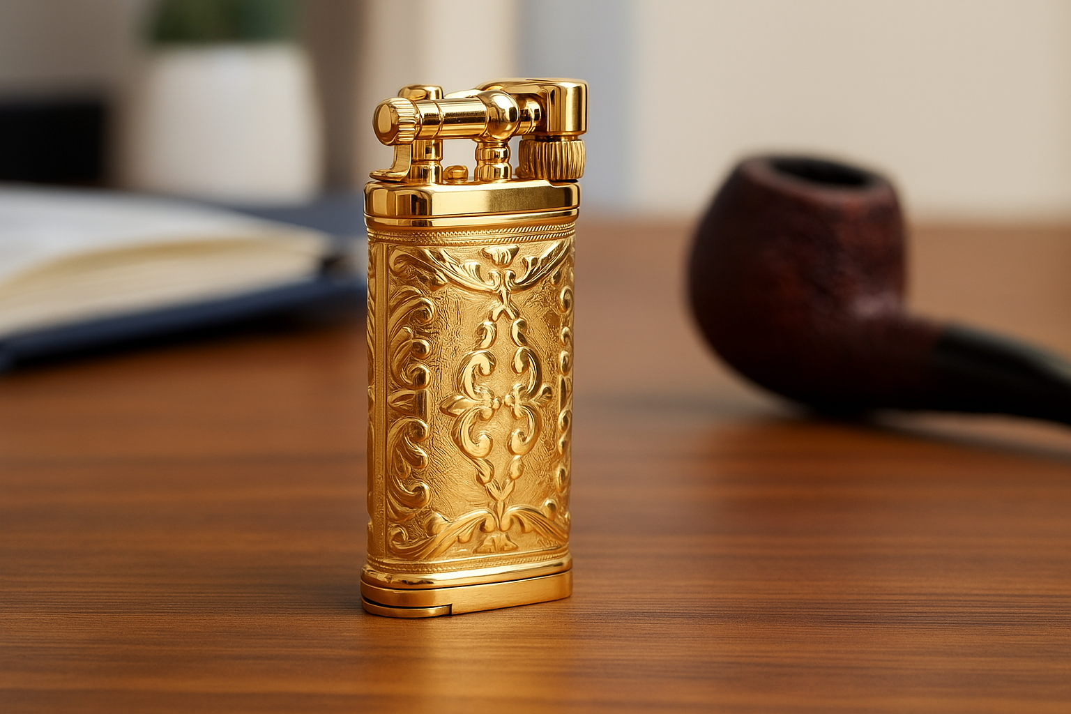 Sillem´s Pfeifenfeuerzeug Old Boy LEA 2 Face Sterling Silber - Puro Gold