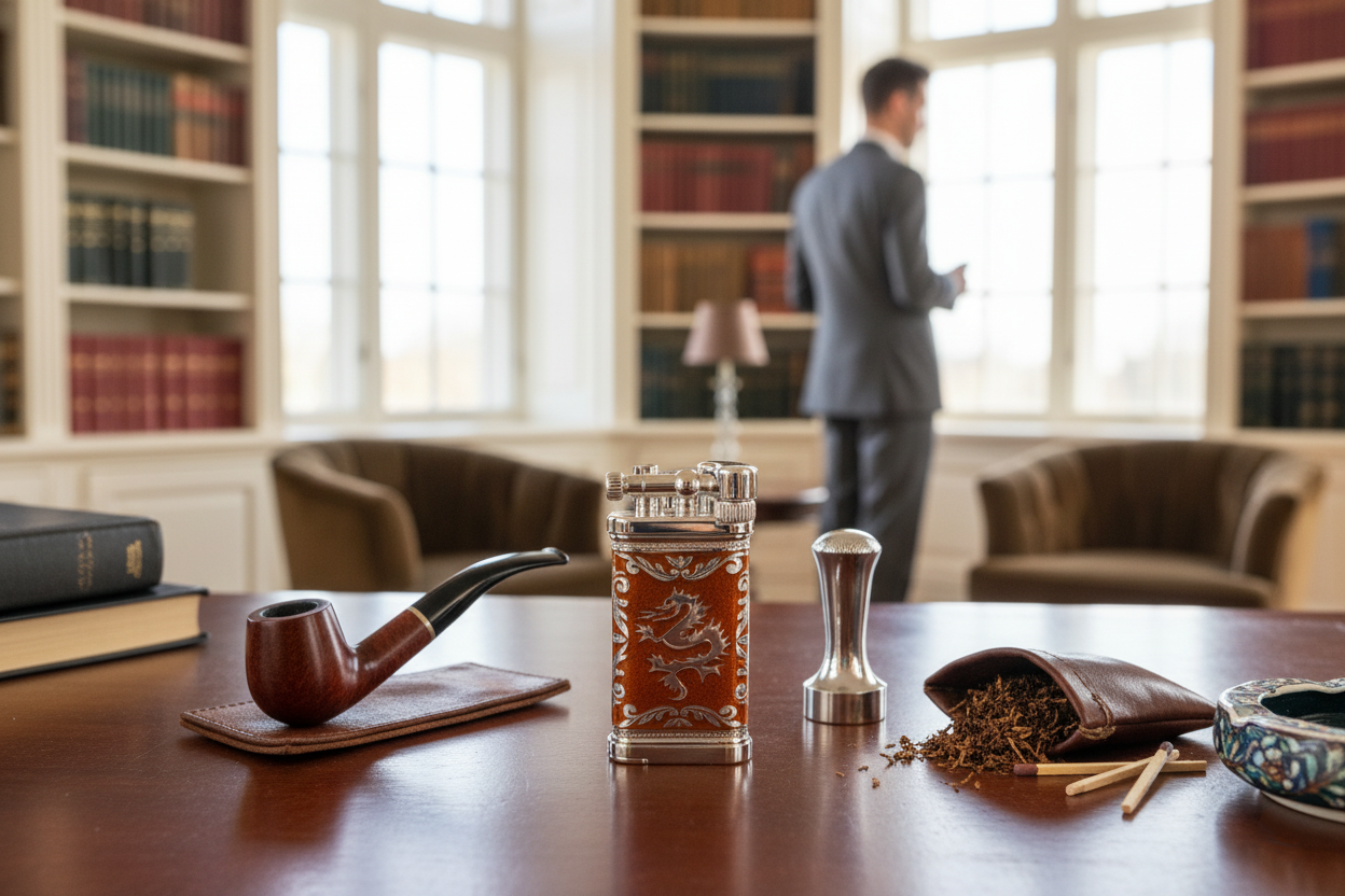 Sillem´s Pfeifenfeuerzeug Old Boy LEA Dragon 1 Face Sterling Silber - Emaille Rot Sillem´s Pfeifenfeuerzeug Old Boy LEA Dragon 1 Face Sterling Silber - Emaille Rot