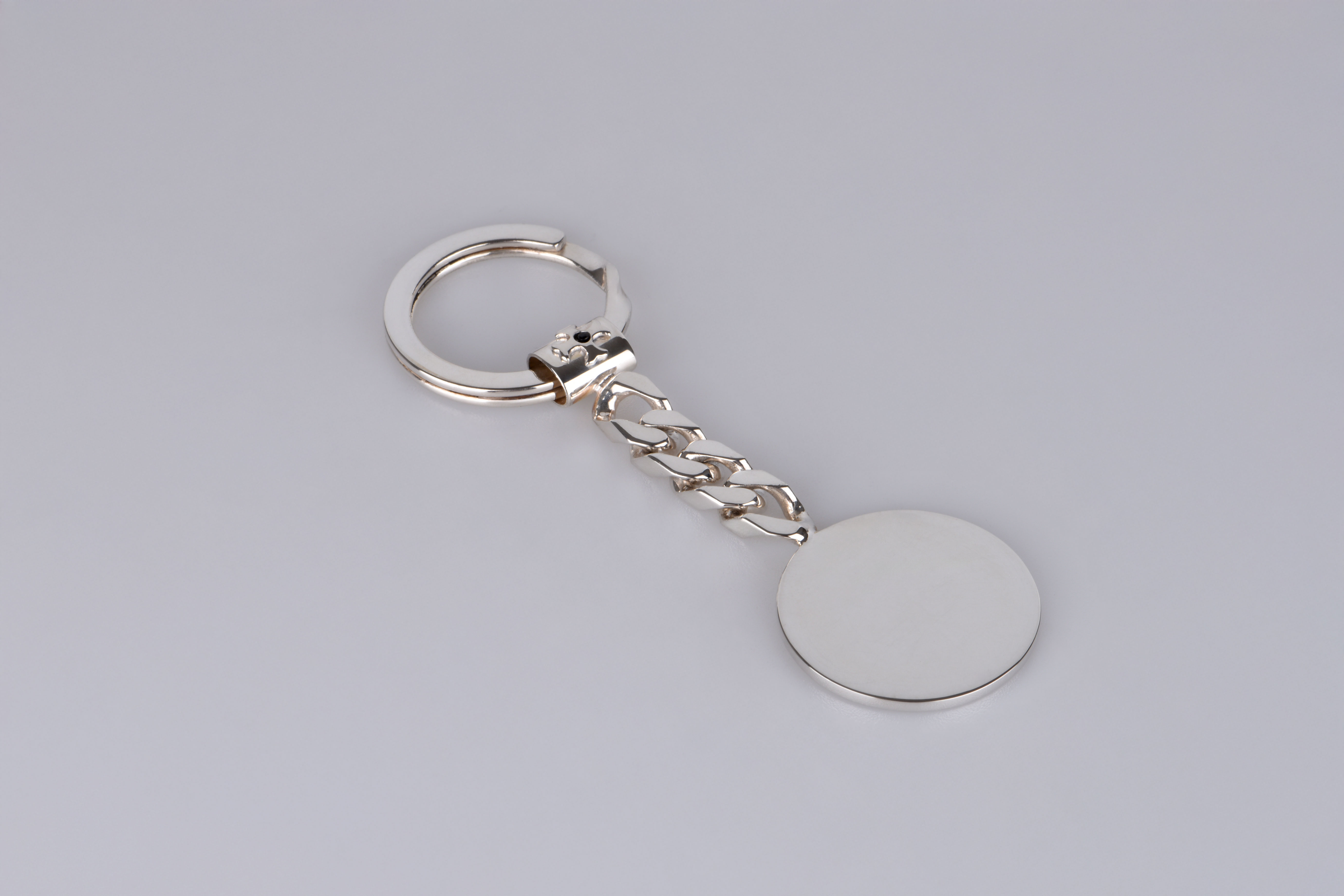 Sillem´s Schlüsselanhänger mit Ring und runder Platte - Sterling Silber