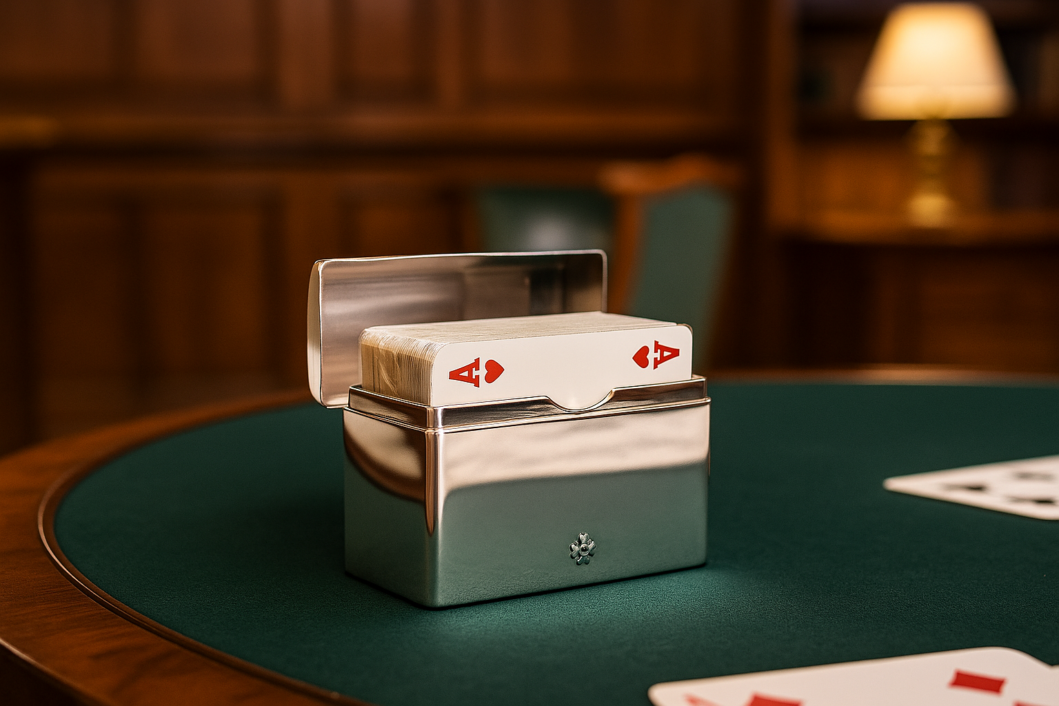 Sillem´s Bridgekarten Box mit Spielkarten - Sterling Silber