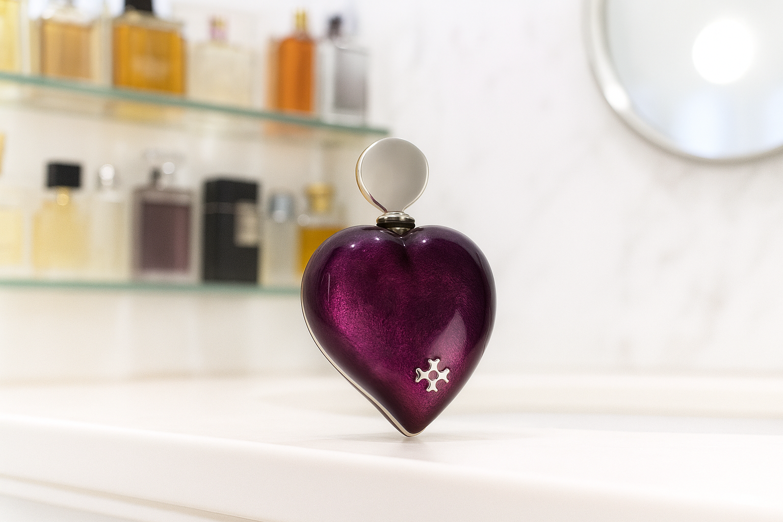 Sillem´s Parfümflakon weinendes Herz Sterling Silber - Emaille Lila