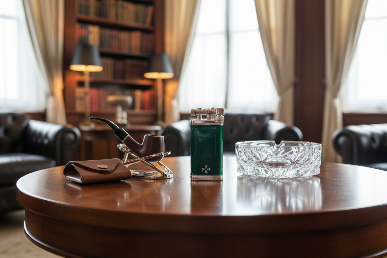 Sillem´s Pfeifenfeuerzeug Old Boy Sterling Silber - Emaille grün