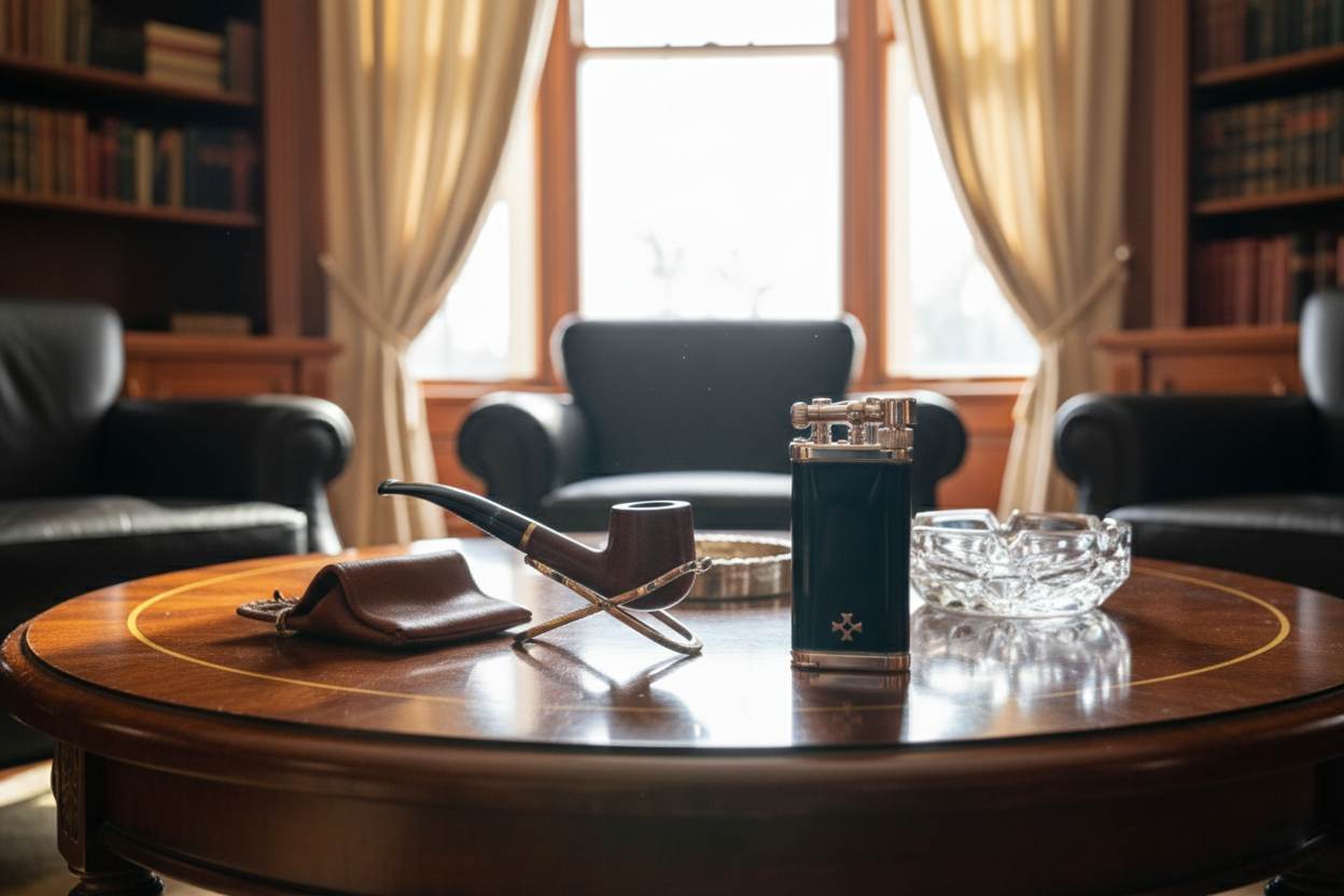 Sillem´s Pfeifenfeuerzeug Old Boy Sterling Silber - Emaille blau