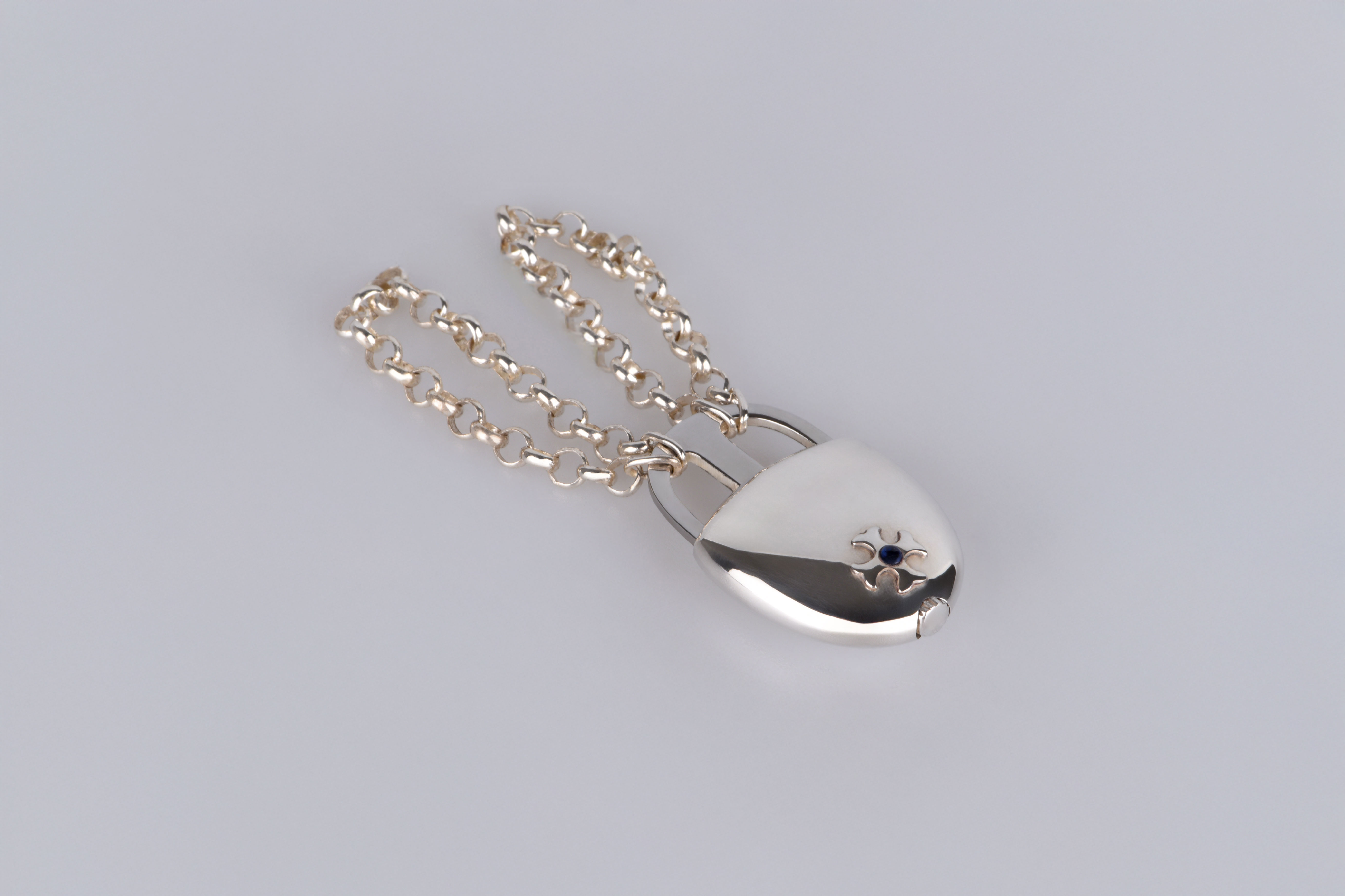 Sillem´s Schlüsselanhänger mit Kettenfederschloß und Wappe - Sterling Silber