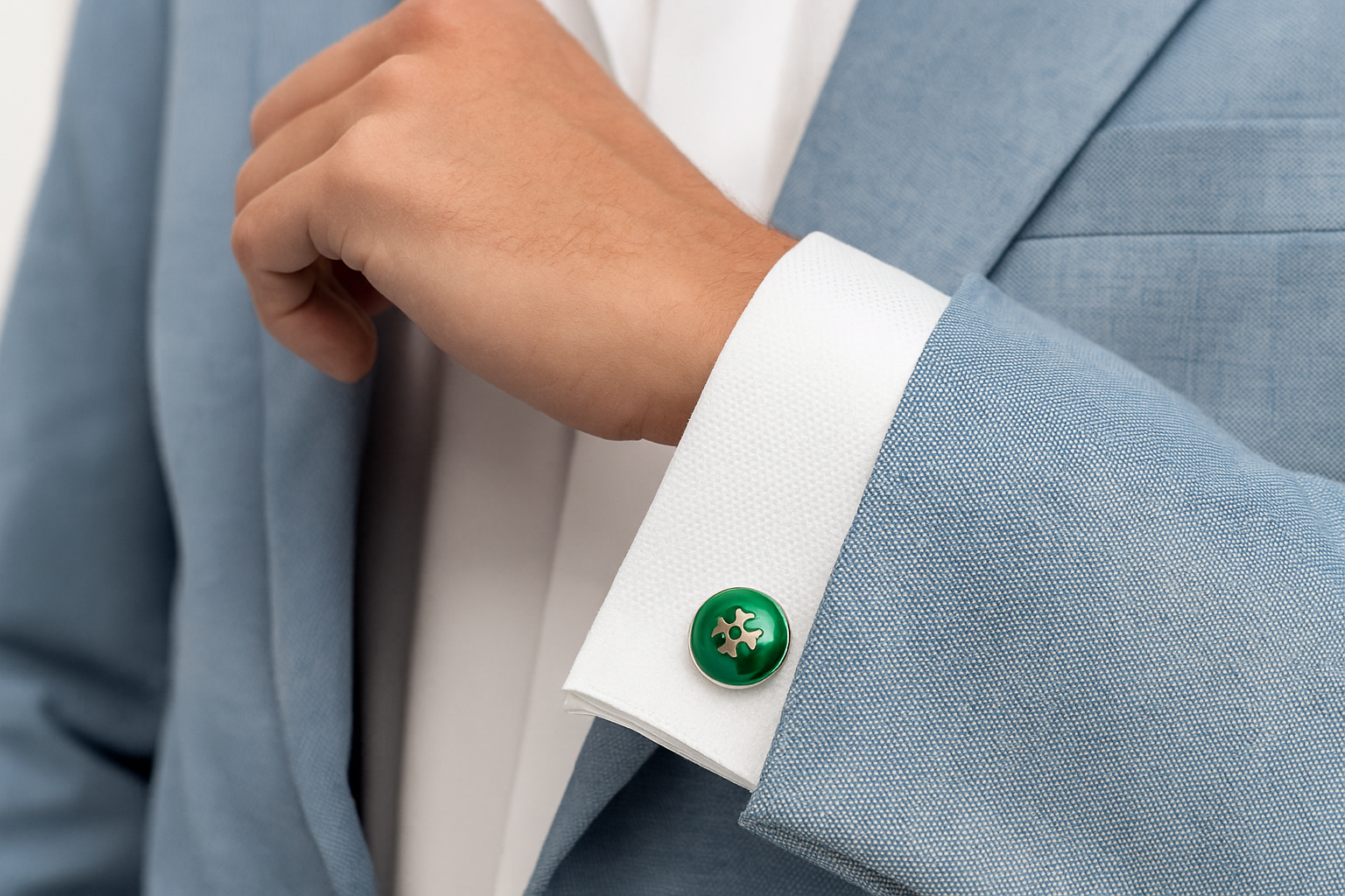 Sillem´s Manschettenknöpfe rund mit Klappverschluß - Sterling Silber Emaille Grün Sillem´s Manschettenknöpfe rund mit Klappverschluß - Sterling Silber Emaille Grün