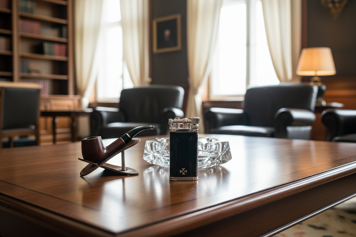 Sillem´s Pfeifenfeuerzeug Old Boy Sterling Silber - Emaille schwarz