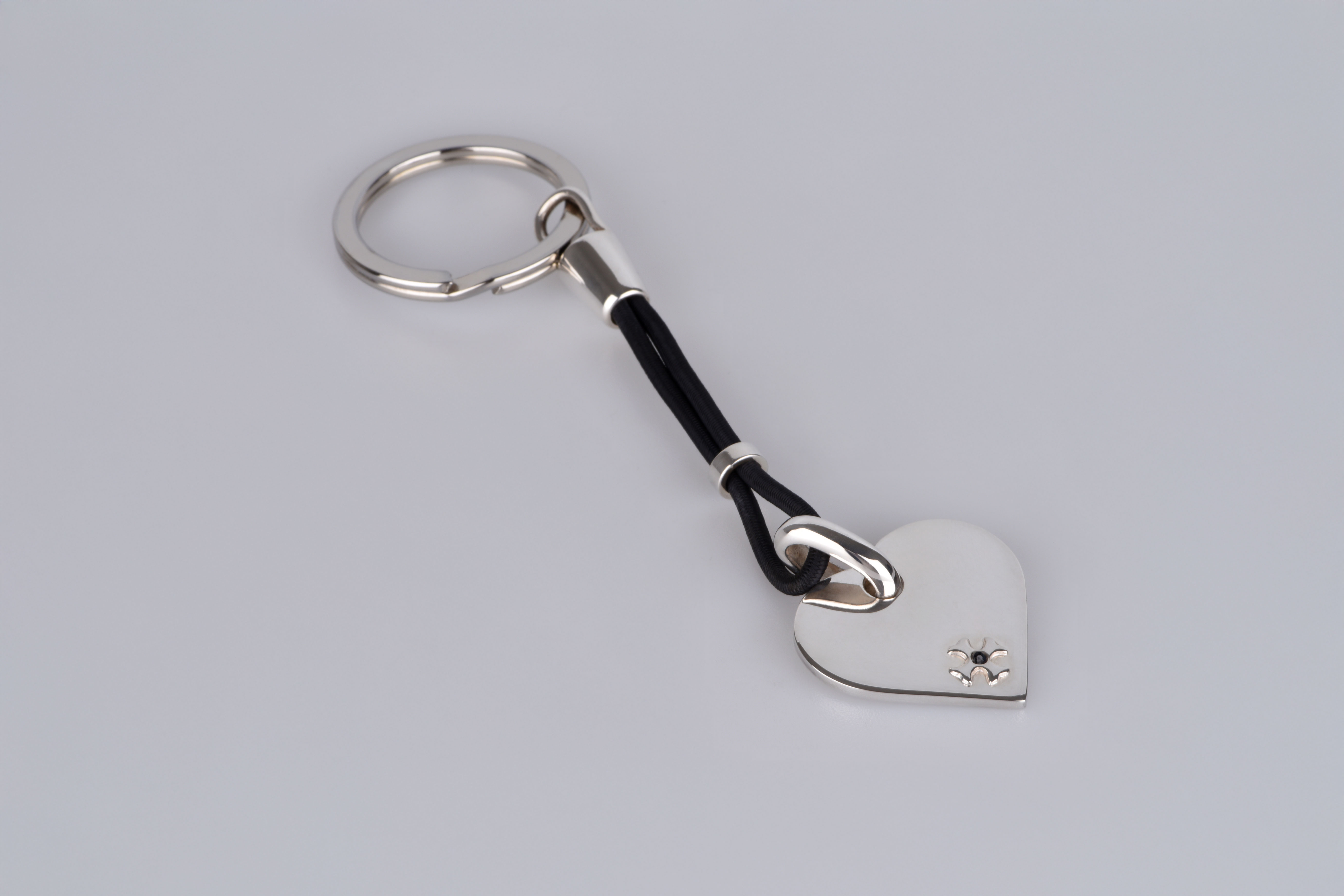 Sillem´s Schlüsselanhänger mit Ring, Flexiband und Herzplatte - Sterling Silber