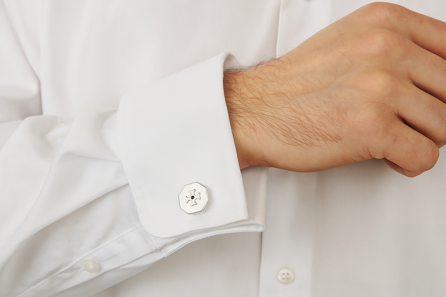 Sillem´s Manschettenknöpfe Oktogon mit Klappverschluß - Sterling Silber