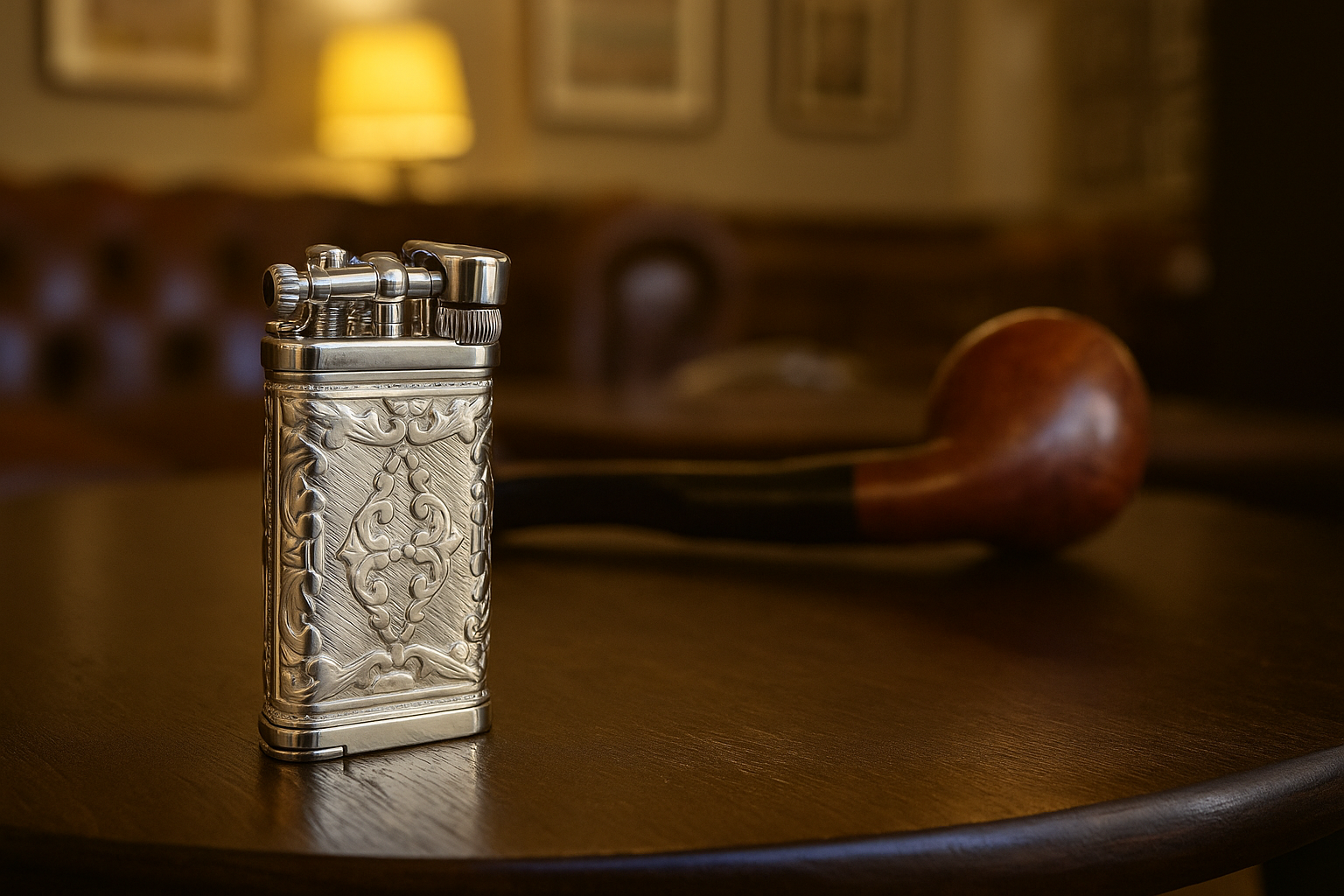 Sillem´s Pfeifenfeuerzeug Old Boy LEA 2 Face Sterling Silber - Puro