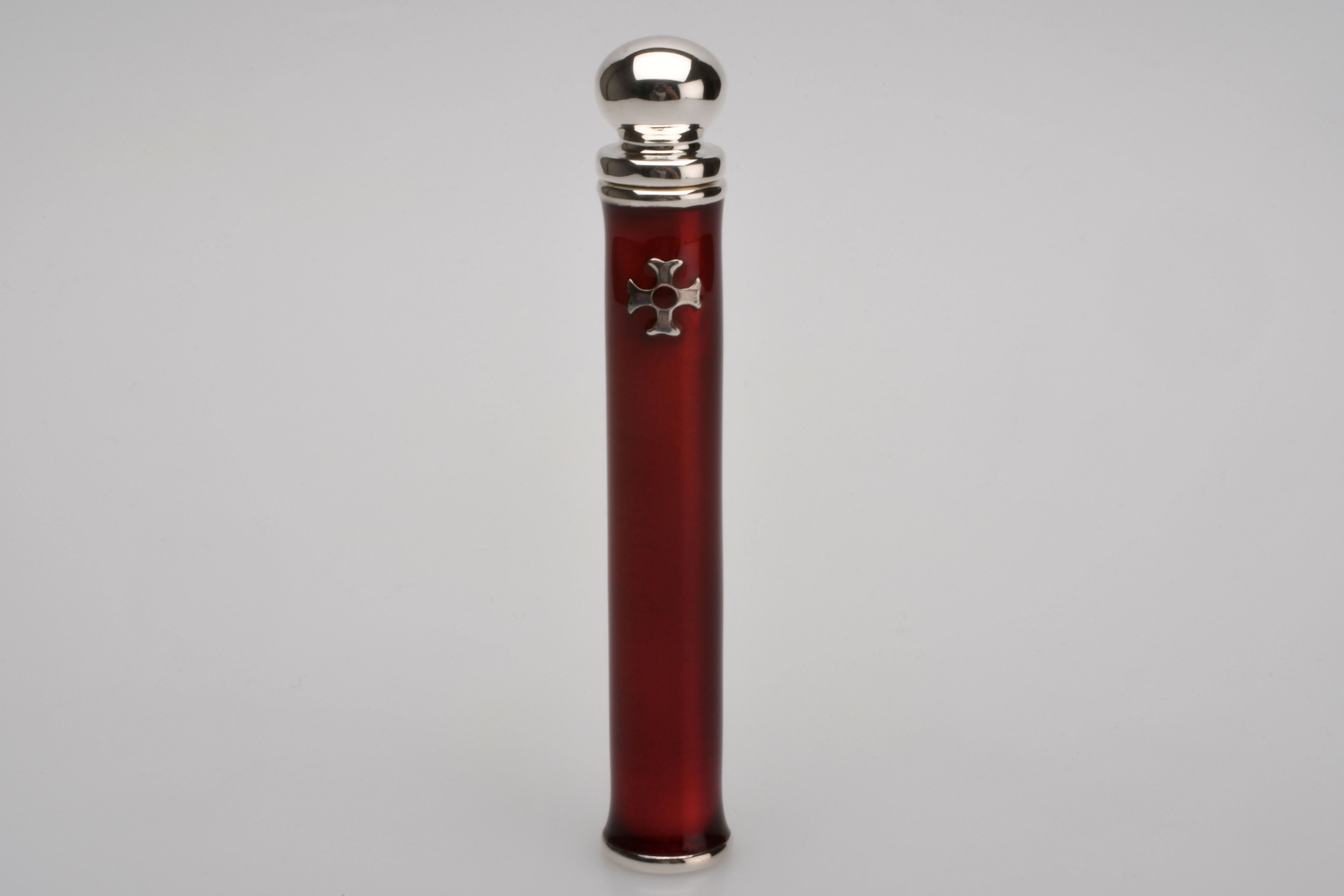 Sillem´s Pfeifenstopfer mit Dorn - Sterling Silber Emaille Rot