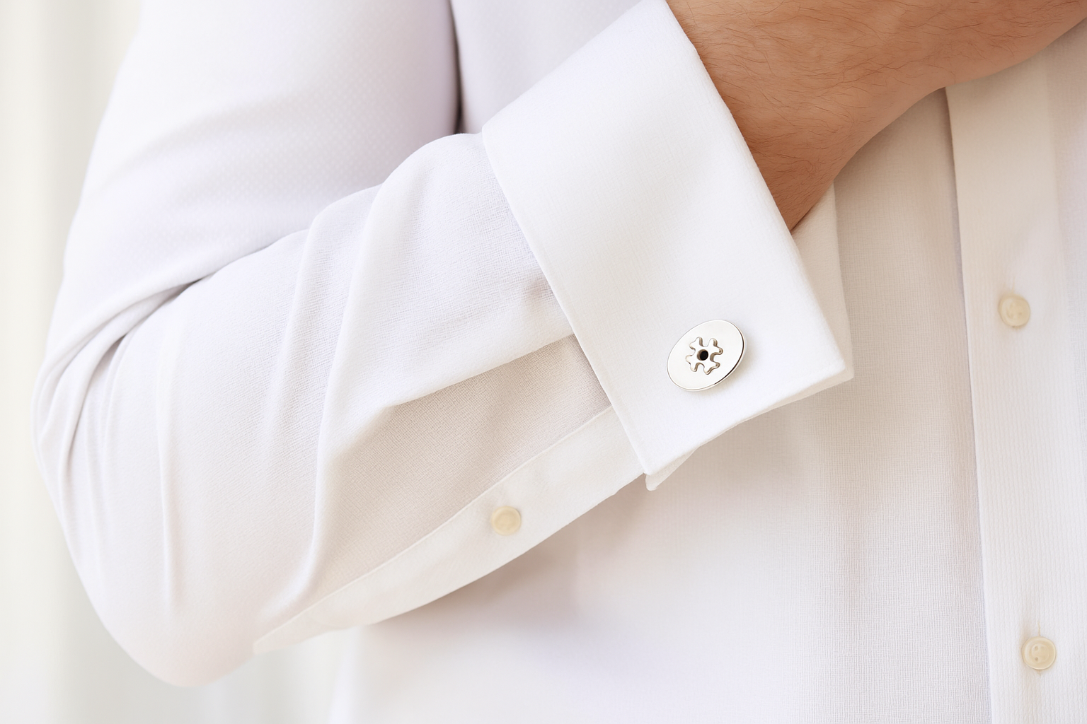 Sillem´s Manschettenknöpfe rund mit Klappverschluß - Sterling Silber