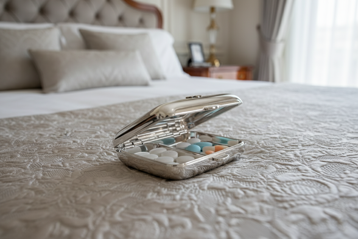 Sillem´s Pillendose, anatomische Form mit Schnappverschluß - Silverplated Sillem´s Pillendose, anatomische Form mit Schnappverschluß - Silverplated