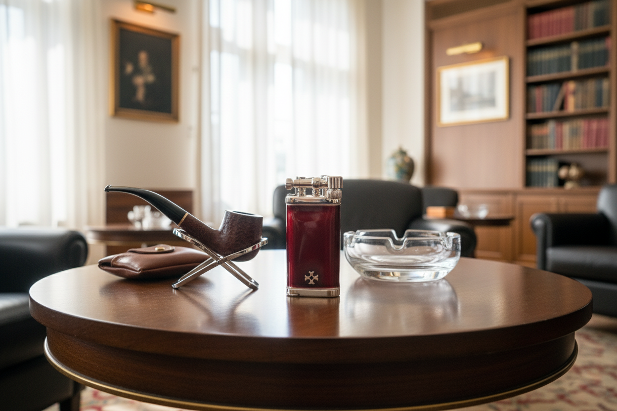 Sillem´s Pfeifenfeuerzeug Old Boy Sterling Silber - Emaille rot